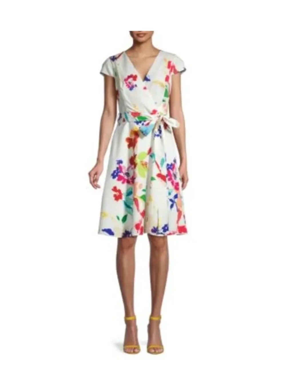 Black Halo Pandora Floral Wrap Dress w/belt